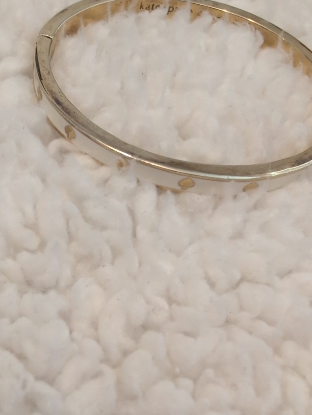 kate spade Gold and Cream Logo Enamel Bangle